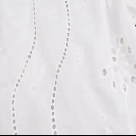 SOLD OUT White Boho Floral Eyelet Button Up Blouse - Picture 15 of 15